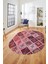 Baskılı Kaymaz Taban Yıkanabilir Patchwork Desen Oval Yolluk Salon Halısı, O-Patchwork-08-Kırmızı, 2