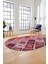 Baskılı Kaymaz Taban Yıkanabilir Patchwork Desen Oval Yolluk Salon Halısı, O-Patchwork-08-Kırmızı, 3