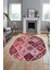 Baskılı Kaymaz Taban Yıkanabilir Patchwork Desen Oval Yolluk Salon Halısı, O-Patchwork-08-Kırmızı, 4