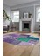 Baskılı Kaymaz Taban Yıkanabilir Patchwork Desen Oval Yolluk Salon Halısı, O-Patchwork-01-Mor, 4