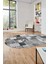Baskılı Kaymaz Taban Yıkanabilir Patchwork Desen Oval Yolluk Salon Halısı, O-Patchwork-03-Gri, 3