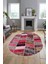 Baskılı Kaymaz Taban Yıkanabilir Patchwork Desen Oval Yolluk Salon Halısı, O-Patchwork-10-Kırmızı, 3