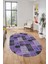 Baskılı Kaymaz Taban Yıkanabilir Patchwork Desen Oval Yolluk Salon Halısı, O-Patchwork-07-Mor, 1