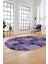 Baskılı Kaymaz Taban Yıkanabilir Patchwork Desen Oval Yolluk Salon Halısı, O-Patchwork-07-Mor, 4