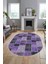 Baskılı Kaymaz Taban Yıkanabilir Patchwork Desen Oval Yolluk Salon Halısı, O-Patchwork-07-Mor, 5
