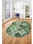 Baskılı Kaymaz Taban Yıkanabilir Patchwork Desen Oval Yolluk Salon Halısı, O-Patchwork-08-Yeşil, 2