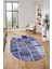 Baskılı Kaymaz Taban Yıkanabilir Patchwork Desen Oval Yolluk Salon Halısı, O-Patchwork-04-Mavi, 2