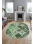 Baskılı Kaymaz Taban Yıkanabilir Patchwork Desen Oval Yolluk Salon Halısı, O-Patchwork-08-Yeşil, 4