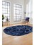 Baskılı Kaymaz Taban Yıkanabilir Patchwork Desen Oval Yolluk Salon Halısı, O-Patchwork-13-Mavi, 1