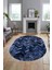 Baskılı Kaymaz Taban Yıkanabilir Patchwork Desen Oval Yolluk Salon Halısı, O-Patchwork-13-Mavi, 2