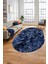Baskılı Kaymaz Taban Yıkanabilir Patchwork Desen Oval Yolluk Salon Halısı, O-Patchwork-13-Mavi, 4