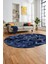 Baskılı Kaymaz Taban Yıkanabilir Patchwork Desen Oval Yolluk Salon Halısı, O-Patchwork-13-Mavi, 5