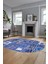 Baskılı Kaymaz Taban Yıkanabilir Patchwork Desen Oval Yolluk Salon Halısı, O-Patchwork-11-Mavi, 4