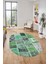 Baskılı Kaymaz Taban Yıkanabilir Patchwork Desen Oval Yolluk Salon Halısı, O-Patchwork-04-Yeşil, 2