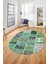 Baskılı Kaymaz Taban Yıkanabilir Patchwork Desen Oval Yolluk Salon Halısı, O-Patchwork-04-Yeşil, 4