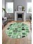 Baskılı Kaymaz Taban Yıkanabilir Patchwork Desen Oval Yolluk Salon Halısı, O-Patchwork-14-Yeşil, 1