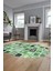 Baskılı Kaymaz Taban Yıkanabilir Patchwork Desen Oval Yolluk Salon Halısı, O-Patchwork-14-Yeşil, 2