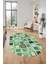 Baskılı Kaymaz Taban Yıkanabilir Patchwork Desen Oval Yolluk Salon Halısı, O-Patchwork-14-Yeşil, 5