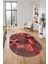 Baskılı Kaymaz Taban Yıkanabilir Patchwork Desen Oval Yolluk Salon Halısı, O-Patchwork-16-Kırmızı, 5