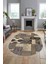Baskılı Kaymaz Taban Yıkanabilir Patchwork Desen Oval Yolluk Salon Halısı, O-Patchwork-16-Vizon, 1