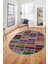 Baskılı Kaymaz Taban Yıkanabilir Patchwork Desen Oval Yolluk Salon Halısı, O-Patchwork-09-Renkli, 2