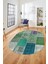 Baskılı Kaymaz Taban Yıkanabilir Patchwork Desen Oval Yolluk Salon Halısı, O-Patchwork-01-Yeşil, 1