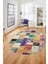 Baskılı Kaymaz Taban Yıkanabilir Patchwork Desen Oval Yolluk Salon Halısı, O-Patchwork-03-Renkli, 4