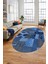 Baskılı Kaymaz Taban Yıkanabilir Patchwork Desen Oval Yolluk Salon Halısı, O-Patchwork-16-Mavi, 3