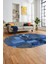 Baskılı Kaymaz Taban Yıkanabilir Patchwork Desen Oval Yolluk Salon Halısı, O-Patchwork-16-Mavi, 4