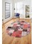 Baskılı Kaymaz Taban Yıkanabilir Patchwork Desen Oval Yolluk Salon Halısı, O-Patchwork-03-Kırmızı, 4
