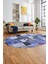 Baskılı Kaymaz Taban Yıkanabilir Patchwork Desen Oval Yolluk Salon Halısı, O-Patchwork-03-Mavi, 1