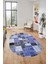 Baskılı Kaymaz Taban Yıkanabilir Patchwork Desen Oval Yolluk Salon Halısı, O-Patchwork-03-Mavi, 2