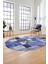 Baskılı Kaymaz Taban Yıkanabilir Patchwork Desen Oval Yolluk Salon Halısı, O-Patchwork-03-Mavi, 5