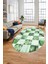 Baskılı Kaymaz Taban Yıkanabilir Patchwork Desen Oval Yolluk Salon Halısı, O-Patchwork-19-Yeşil, 1