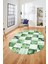 Baskılı Kaymaz Taban Yıkanabilir Patchwork Desen Oval Yolluk Salon Halısı, O-Patchwork-19-Yeşil, 5