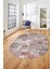 Baskılı Kaymaz Taban Yıkanabilir Patchwork Desen Oval Yolluk Salon Halısı, O-Patchwork-20-Kahve, 5