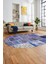 Baskılı Kaymaz Taban Yıkanabilir Patchwork Desen Oval Yolluk Salon Halısı, O-Patchwork-04-Mavi, 1