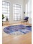 Baskılı Kaymaz Taban Yıkanabilir Patchwork Desen Oval Yolluk Salon Halısı, O-Patchwork-04-Mavi, 5