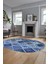 Baskılı Kaymaz Taban Yıkanabilir Patchwork Desen Oval Yolluk Salon Halısı, O-Patchwork-08-Mavi, 5
