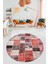 Baskılı Kaymaz Yıkanabilir Patchwork Desen Yuvarlak Mutfak Salon Halısı, Y-Patchwork-03-Kırmızı, 4