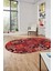 Baskılı Kaymaz Taban Yıkanabilir Patchwork Desen Oval Yolluk Salon Halısı, O-Patchwork-06-Kırmızı, 2