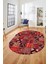 Baskılı Kaymaz Taban Yıkanabilir Patchwork Desen Oval Yolluk Salon Halısı, O-Patchwork-06-Kırmızı, 3