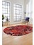 Baskılı Kaymaz Taban Yıkanabilir Patchwork Desen Oval Yolluk Salon Halısı, O-Patchwork-06-Kırmızı, 4