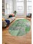Baskılı Kaymaz Taban Yıkanabilir Patchwork Desen Oval Yolluk Salon Halısı, O-Patchwork-17-Yeşil, 2