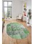 Baskılı Kaymaz Taban Yıkanabilir Patchwork Desen Oval Yolluk Salon Halısı, O-Patchwork-17-Yeşil, 4