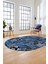 Baskılı Kaymaz Taban Yıkanabilir Patchwork Desen Oval Yolluk Salon Halısı, O-Patchwork-06-Mavi, 4