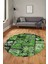 Baskılı Kaymaz Yıkanabilir Patchwork Desen Yuvarlak Mutfak Salon Halısı, Y-Patchwork-12-Yeşil, 4
