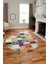Baskılı Kaymaz Yıkanabilir Patchwork Desen Yuvarlak Mutfak Salon Halısı, Y-Patchwork-03-Renkli, 1