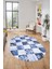 Baskılı Kaymaz Taban Yıkanabilir Patchwork Desen Oval Yolluk Salon Halısı, O-Patchwork-19-Mavi, 4