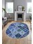 Baskılı Kaymaz Taban Yıkanabilir Patchwork Desen Oval Yolluk Salon Halısı, O-Patchwork-08-Mavi, 4